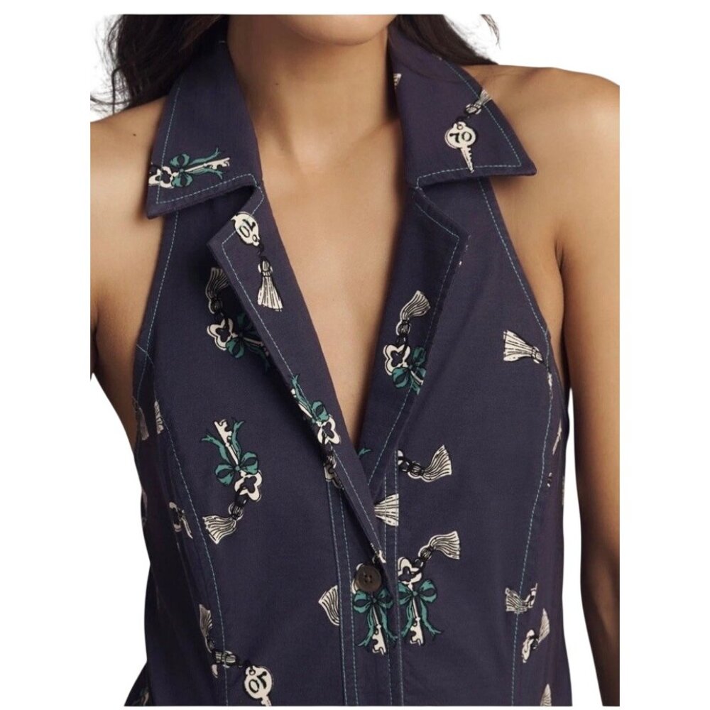 Maeve Anthropologie Women’s Large The Amelia Navy Collared Mini Dress NWT $148 - Picture 3 of 16